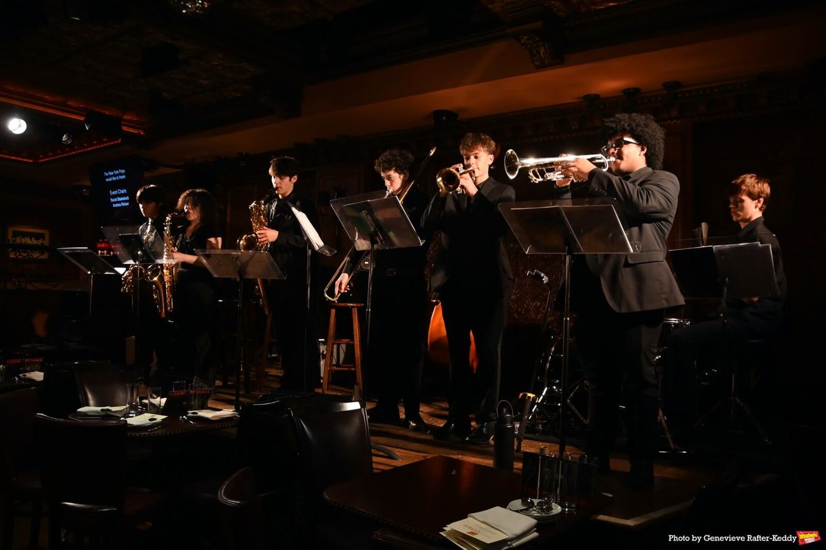 The PopsEd Alumni Ensemble: Brian Worsdale, Director, Kids on Stage, with Sean M., Alto Sax,  Nicolette S., Tenor Sax, Dean S., Baritone Sax, Corrado S., Trumpet,  Leon M., Trumpet , Gabriel R., Trombone, Barnaby D., Piano , Stephen S., Bass , Sebastian D., Drums, Ellington C., Drums at Photos: Deborah Cox Headlines NY POPS UNDERGROUND at 54 Below