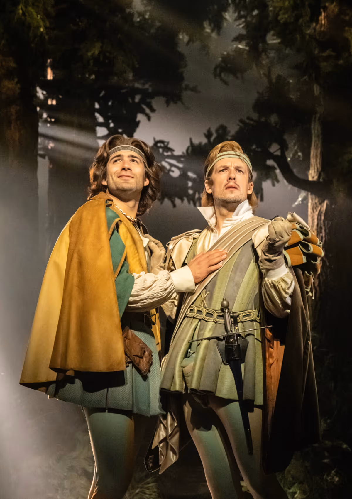Lucas Koch (Rapunzel's Prince) and Matthew Seadon-Young (Cinderella's Prince) at Photos: Simbi Akande, Laura Pitt-Pulford, and More in INTO THE WOODS