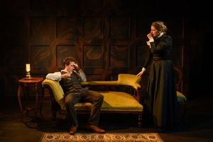 Joe Pitts (Oswald Alving) and Flora Montgomery (Helene Alving) @ BroadwayWorld Joe Pitts (Oswald Alving) and Flora Montgomery (Helene Alving) Photo