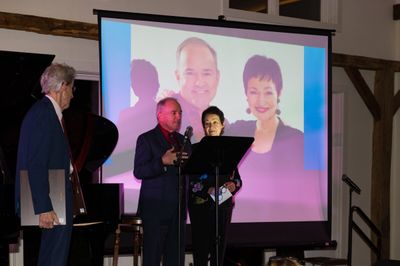 Ted Chapin, Stephen Flaherty and Lynn Ahrens Photo