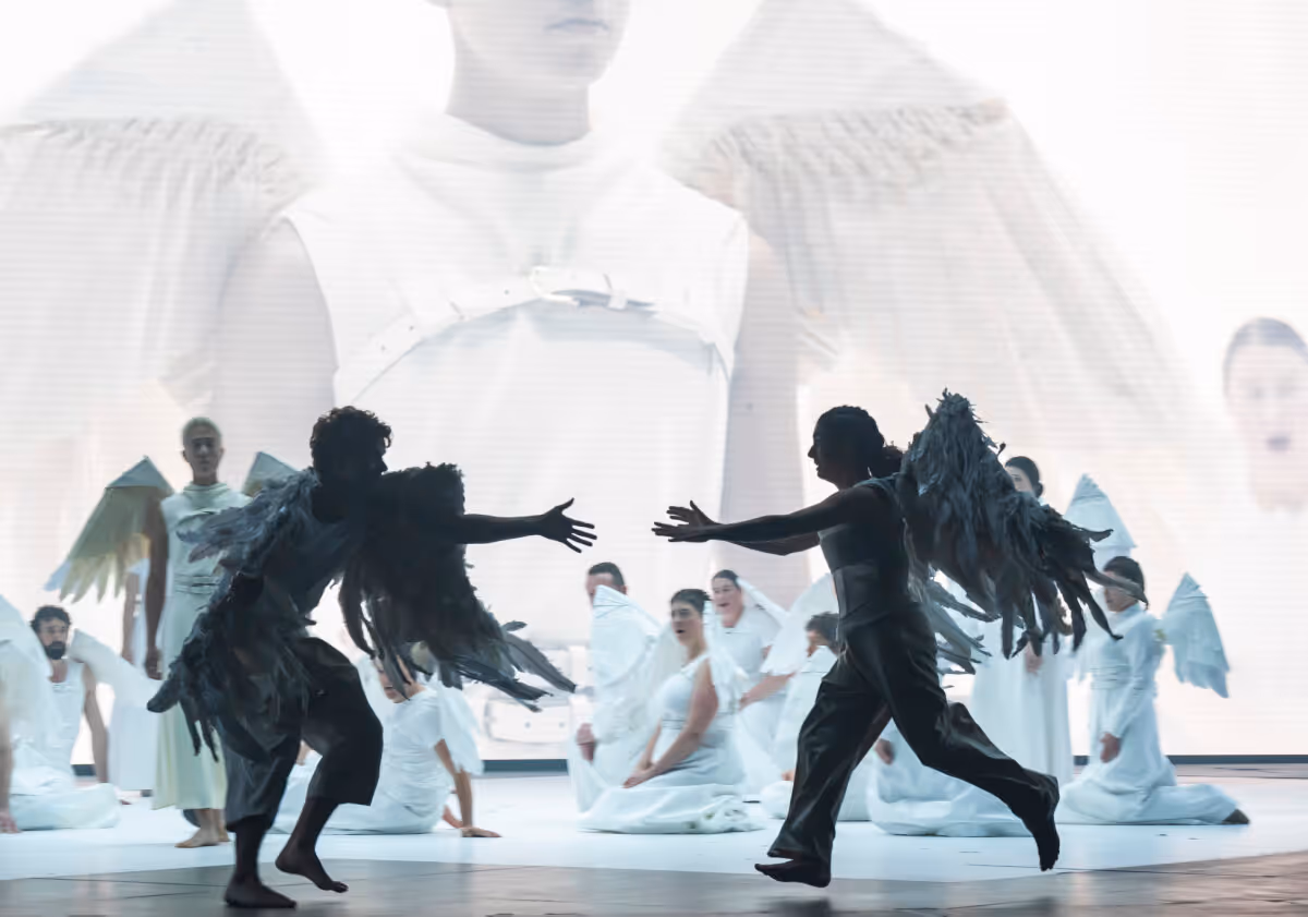 A scene from Angel's Bone by Composer, Du Yun and Librettist, Royce Vavrek @ London Coliseum. An English National Opera, Factory International and BBC Philharmonic Orchestra collaboration.
Conductor, Baldur Brönnimann. Director, Kip Williams.
(Opening 16-10-26)
©Tristram Kenton 10-26 at Photos: ENO's ANGEL'S BONE Begins Performances at the London Coliseum