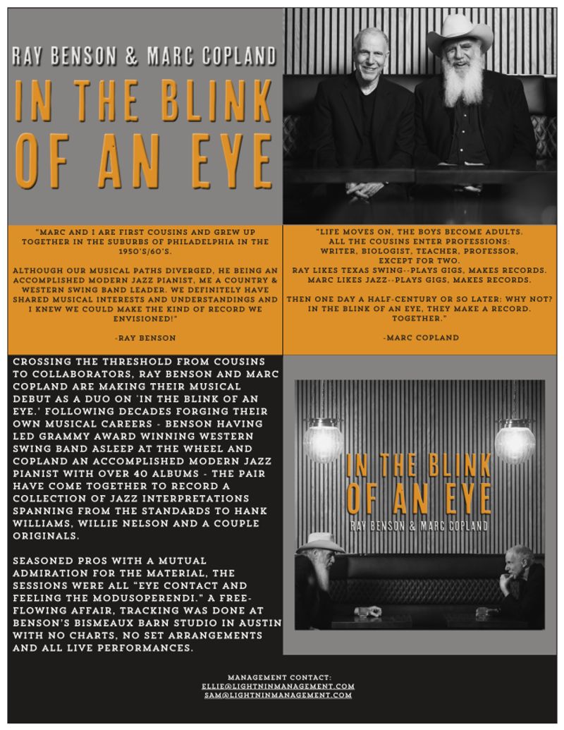 Ray Benson and Marc Copland Submit IN THE BLINK OF AN EYE for Grammy Consideration Image