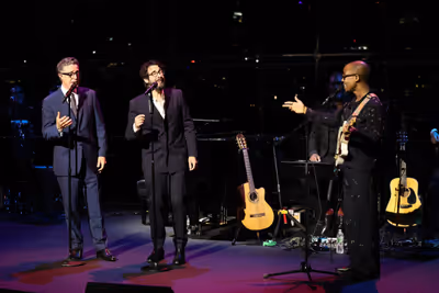 Stephen Colbert, Josh Groban, Louis Cato Photo