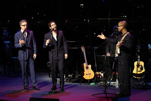 Stephen Colbert, Josh Groban, Louis Cato Photo
