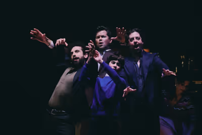 Brandon Uranowitz, Andrew Rannells, Christian Borle, Anthony Rosenthal Photo