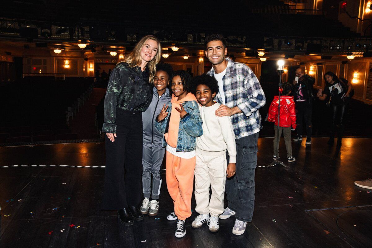 Julia Stiles, Blake Channing Taylor, Christopher Sean Cooper, Jr., Cree Silver Corley, and Ezra Sosa at Photos: DWTS Partners Julia Stiles and Ezra Sosa Visit MJ on Broadway
