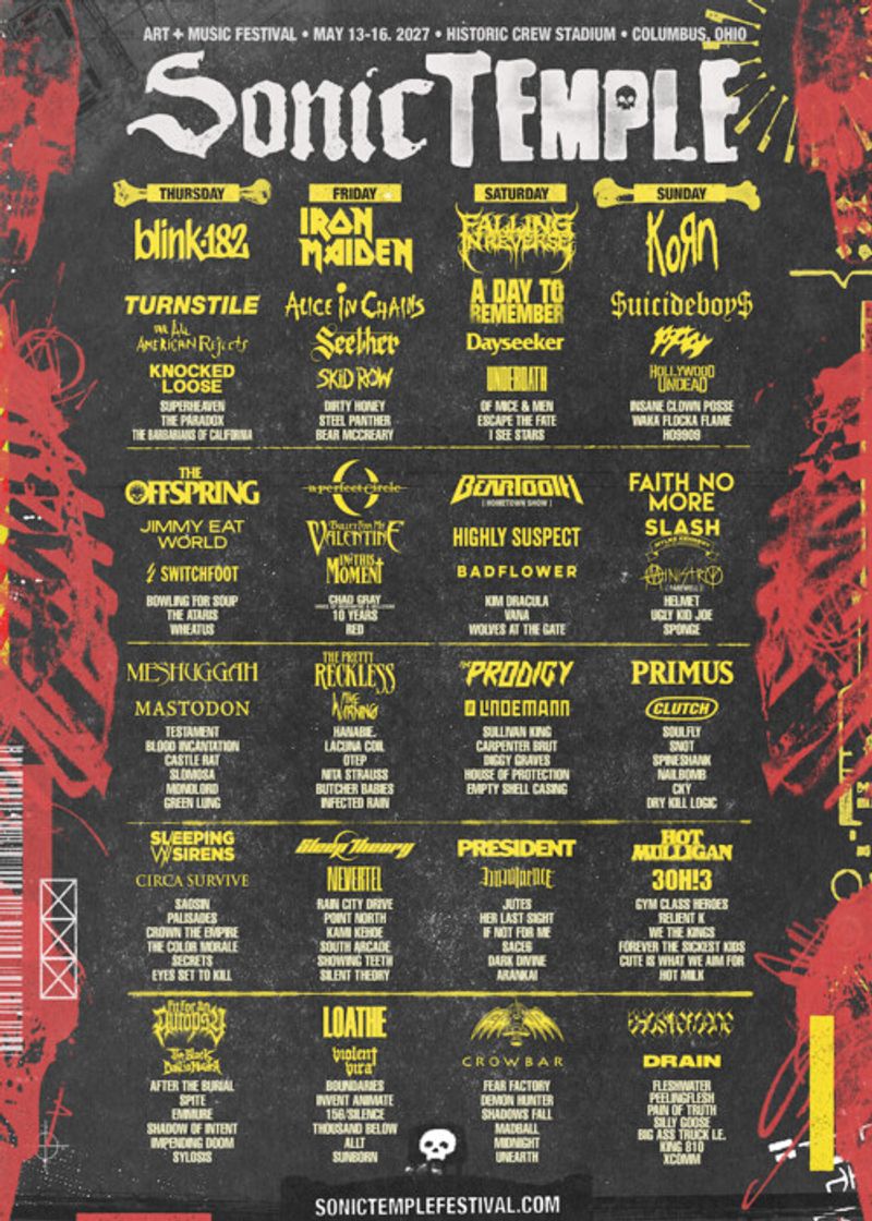SONIC TEMPLE ART + MUSIC FESTIVAL 2027 to Feature Iron Maiden, BLINK-182, KORN Image