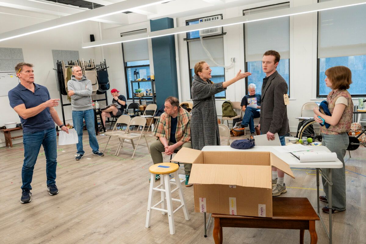 Gregg Goodbrod, Michael Grennel, Michael Mellamphy,  Clare O'Malley, Riley Bocchicchio and Serena Parrish at Photos: Inside Rehearsals for PARCEL FROM AMERICA New York Premiere