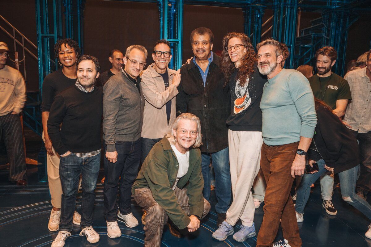 Joy Woods, Danny Strong, Michael Weiner, Michael Mayer, Jeremy Kushnier (bottom), Dr. Neil deGrasse Tyson, Zoe Sarnak, Raúl Esparza at Photos: Dr. Neil deGrasse Tyson Surprises GALILEO Cast