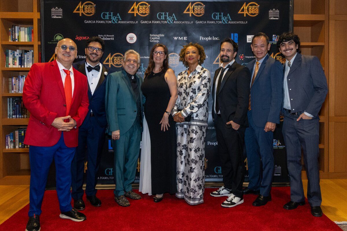 Guests, Dr. Manuel Moran, Luis A Miranda, Jr, and Lin-Manuel Miranda at Photos: Lin-Manuel Miranda and Family Honored at Teatro SEA's 40th Anniversary Celebration