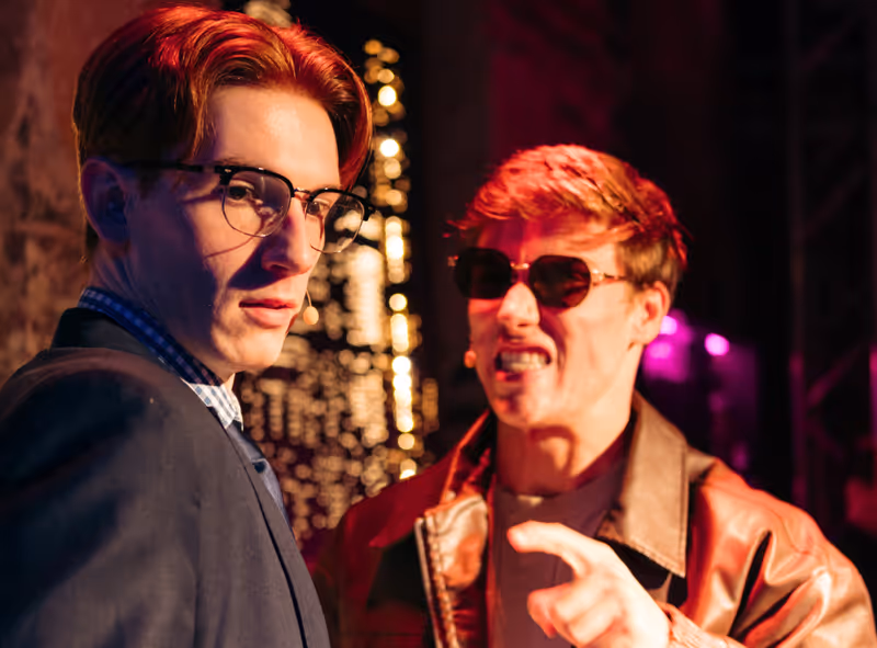 Ethan Saunders and William Young in First Date The Musical. Photo credit: Jonathan Georgeu