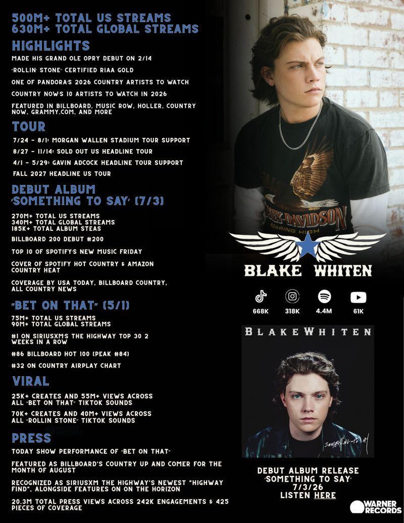 Photos: Blake Whiten to Launch 2027 Headlining Tour Starting Feb. 20 — photo 3 of 4