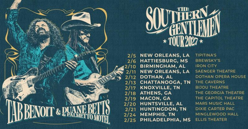 Duane Betts and Tab Benoit to Co-Headline THE SOUTHERN GENTLEMEN TOUR 2027 Image