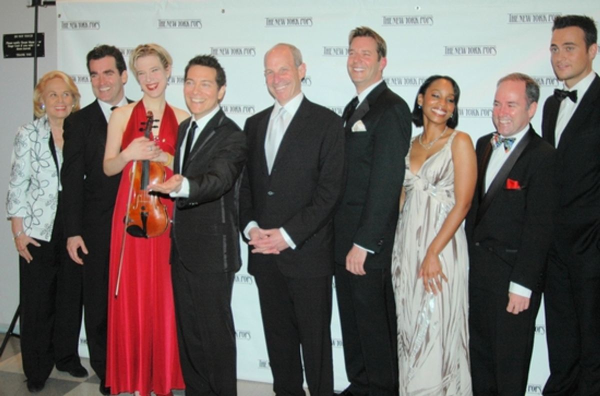 Liz Smith, Brian d'Arcy James, Sara Caswell, Michael Feinstein, Jonathan Tisch, Steven Reineke, Anika Noni Rose, Stephen Flaherty, Cheyenne Jackson at 