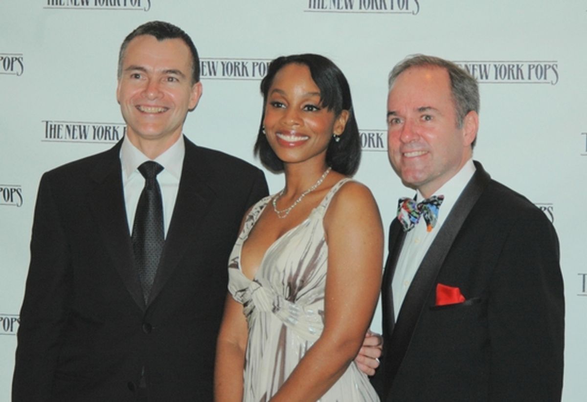 William Schermerhorn, Anika Noni Rose, and Stephen Flaherty at NY POPS Honors 'Feinstein's at Loews Regency' at Carnegie Hall