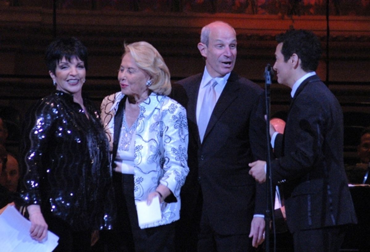 Liza Minnelli, Liz Smith, Jonathan Tisch and Michael Feinstein at 