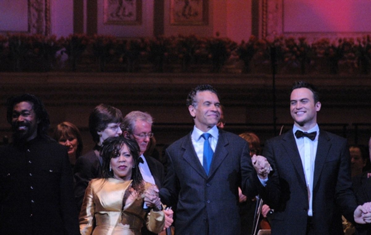 Nick Ashford, Valerie Simpson, Brian Stoked Mitchell and Cheyenne Jackson at NY POPS Honors 'Feinstein's at Loews Regency' at Carnegie Hall