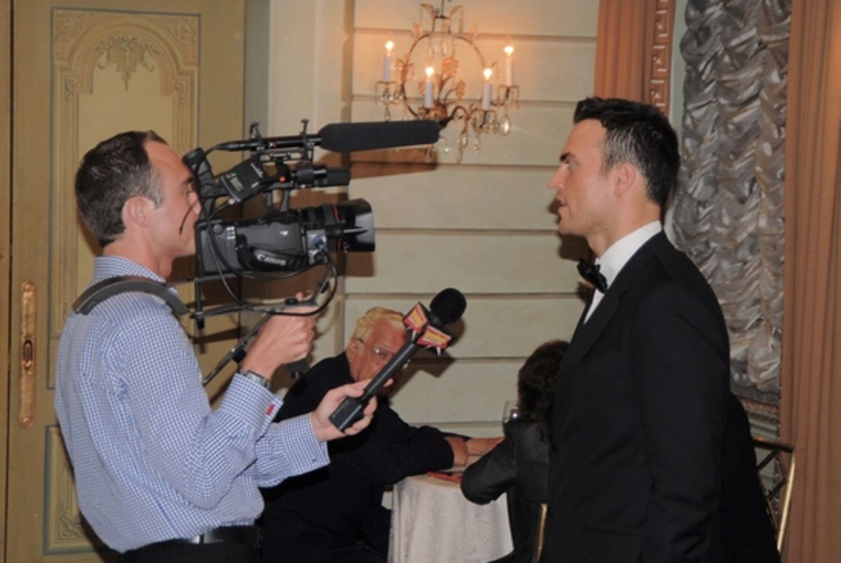 James Sims of Broadwayworld TV interviews Cheyenne Jackson at NY POPS Honors 'Feinstein's at Loews Regency' at Carnegie Hall