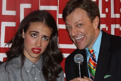 Miranda critiquing host Jim Caruso's singing Photo