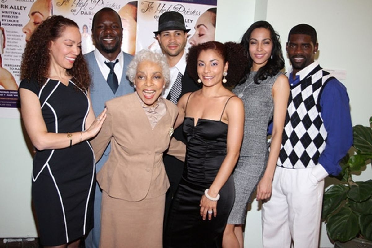 Marcelle Gover, Ms. Ruby Dee, Aura Vence, Mari White, Nicoye Banks. Back row Zeb Harris III and Michael Chenevert at 