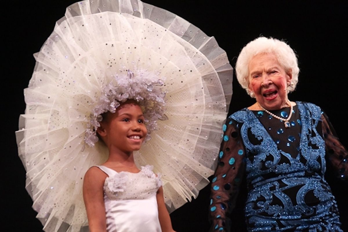 Doris Eaton Travis with a young fan at BC/EFA Easter Bonnet Performance Part 2