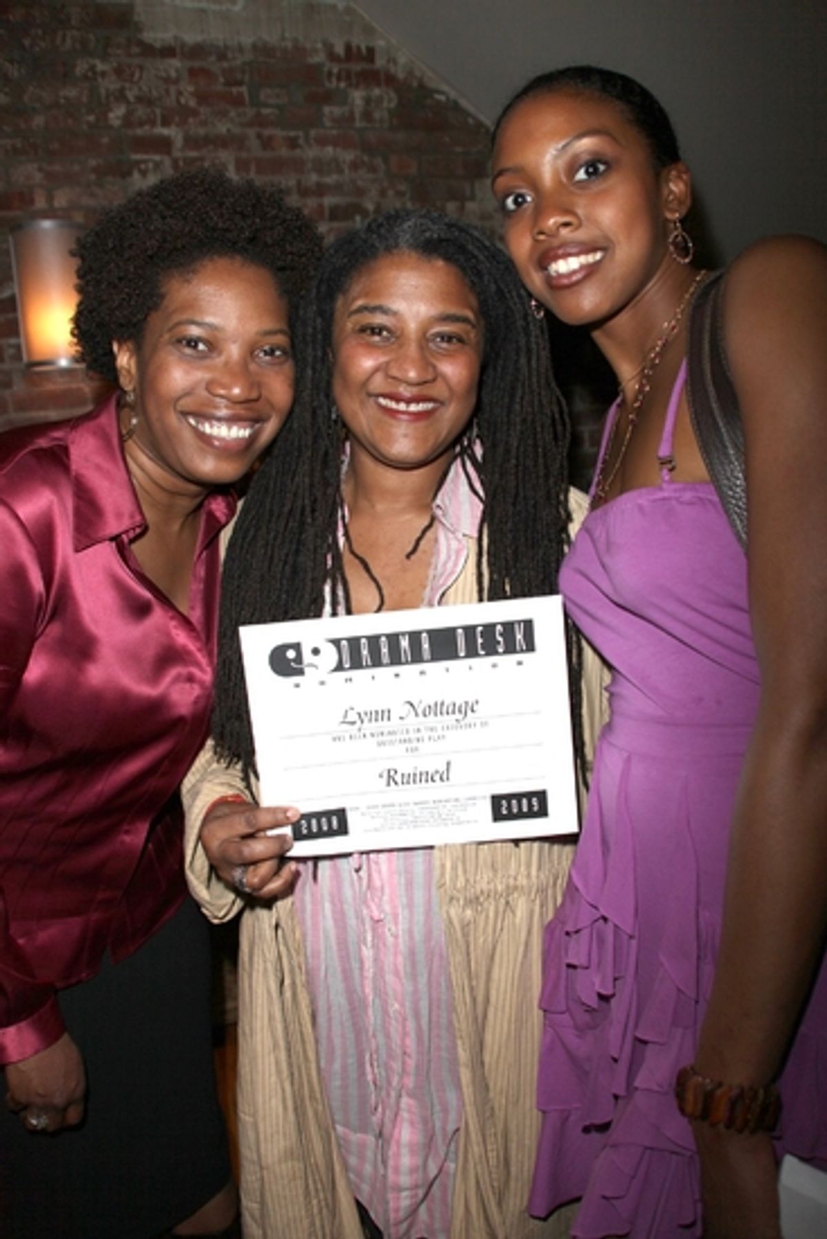Saidah Arrika Ekulona, Lynn Nottage and Condola Rashad at 54th Drama Desk Cocktail Party Part 2