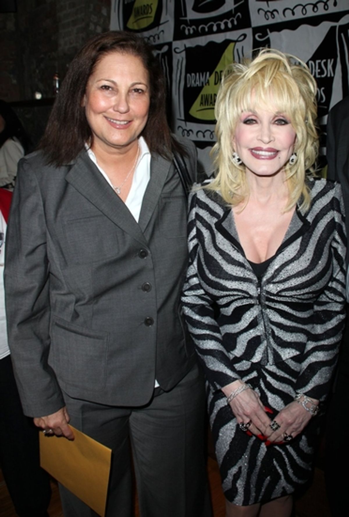 Patricia Resnick and Dolly Parton at 54th Drama Desk Cocktail Party Part 2