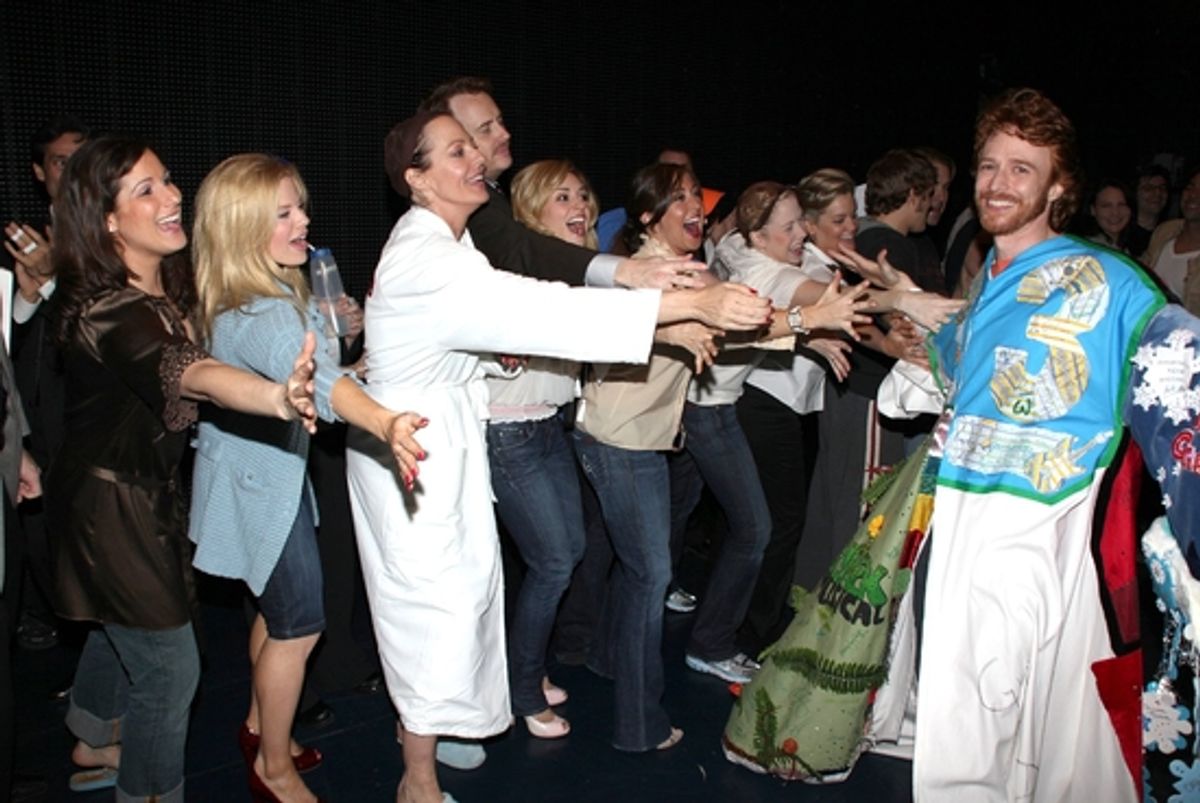 Stephanie J. Block, Megan Hilty, Allison Janney and the cast with winner Paul Castree at 