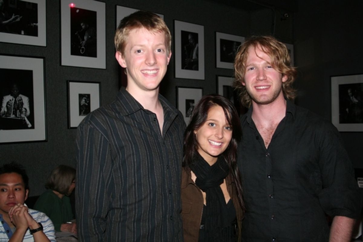Australia's Talent Development Project's 2009 'Bound for Broadway' Scholarships Recipients; Lincoln Hall, Laura Herd and Brendan Irving at 