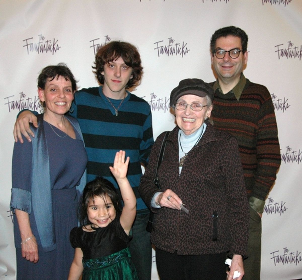 The family of Lore Noto-daughter Janice Noto-Helmers, grandchildren Kaia and Collin, wife Mary Noto and Michael Musto of The Village Voice at 