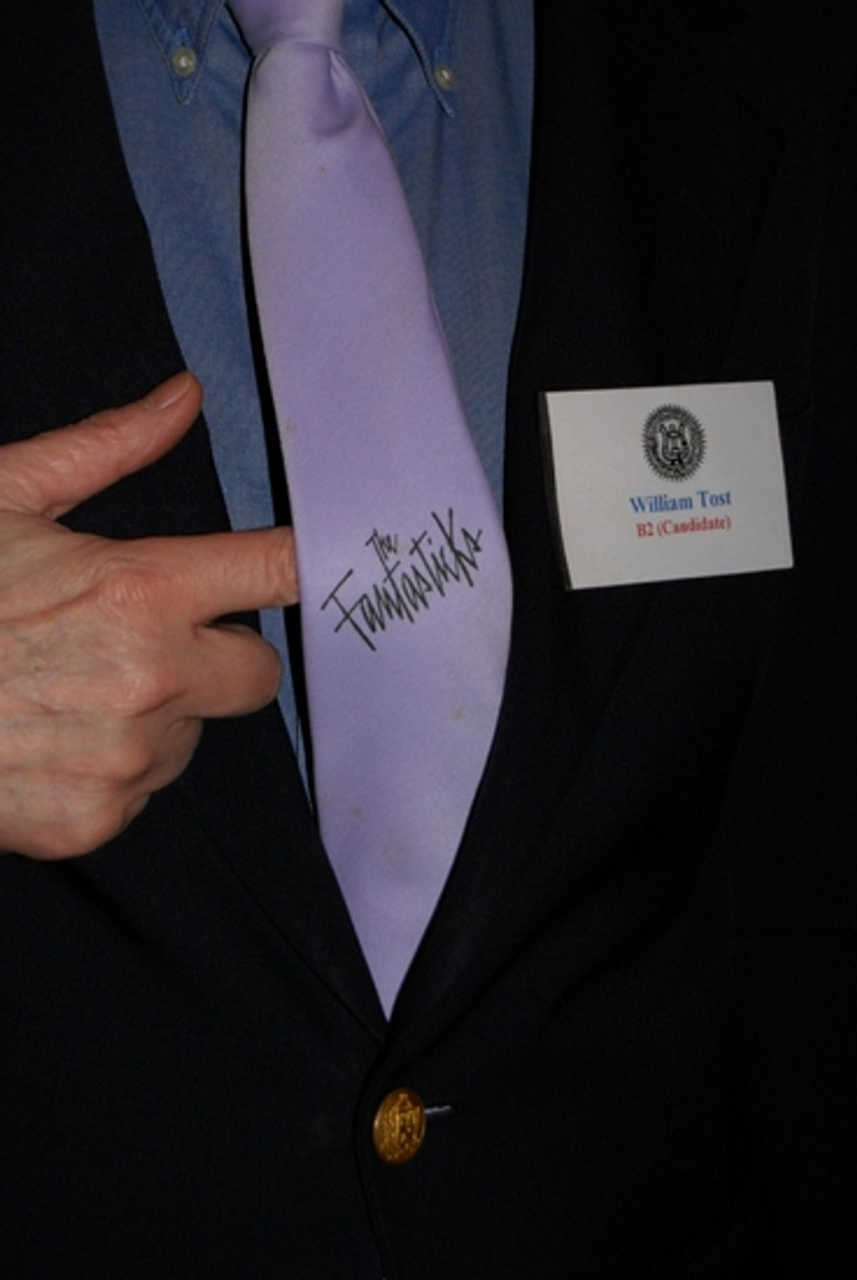 William Toast and his celebratory tie at 