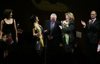 Karen Ziemba, Chita Rivera, John Kander, Debra Monk and David Hyde Pierce Photo