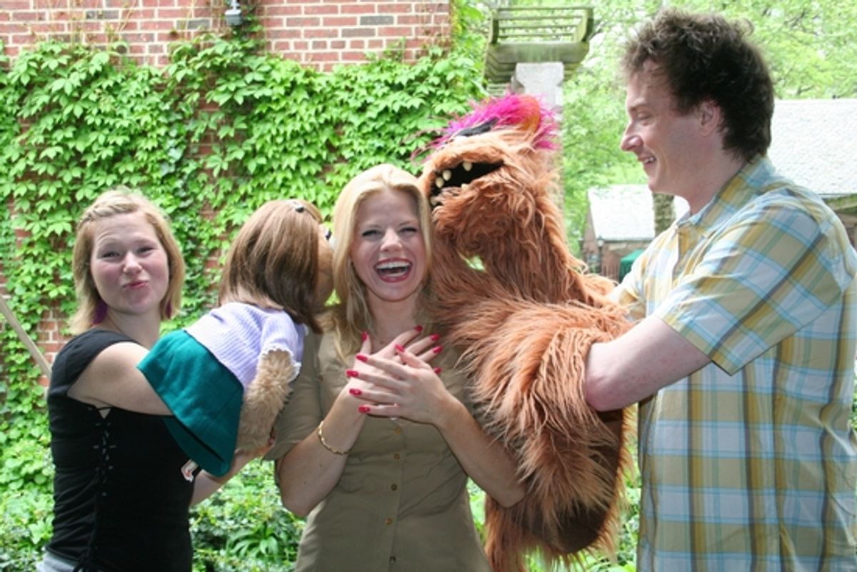Kate Monster, Carey Anderson, Megan Hilty, Trekkie Monster and Christian Anderson at 