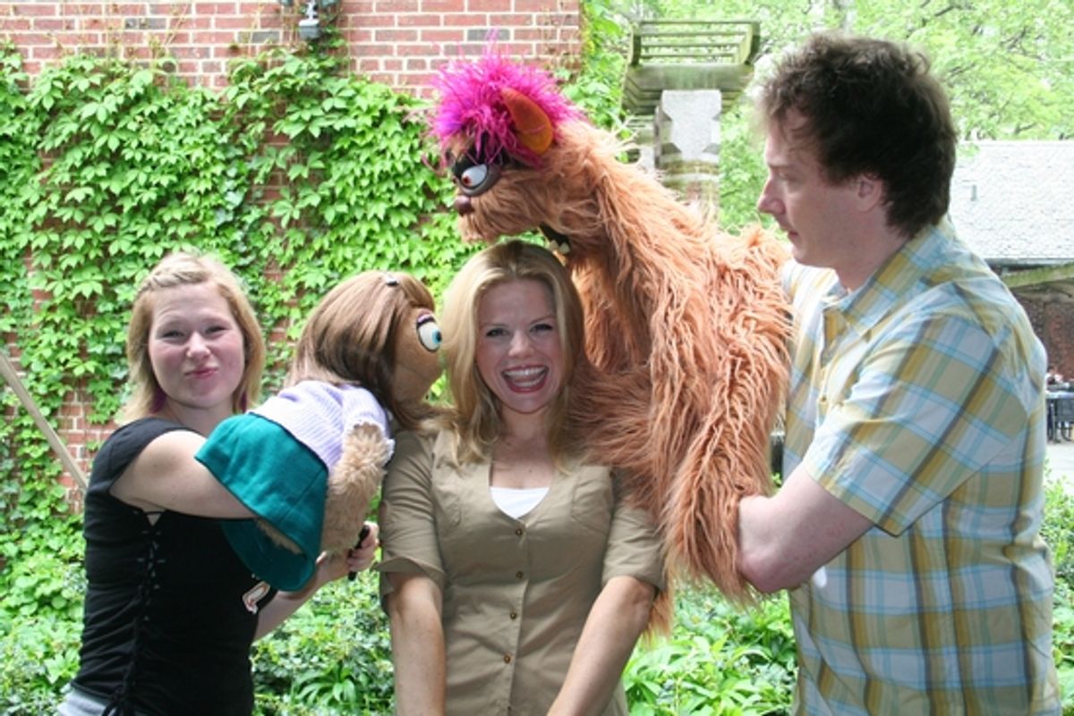 Kate Monster, Carey Anderson, Megan Hilty, Trekkie Monster and Christian Anderson at Hilty, Hodges & AVENUE Q Cast at 'Broadway Salutes Pet Rocks'