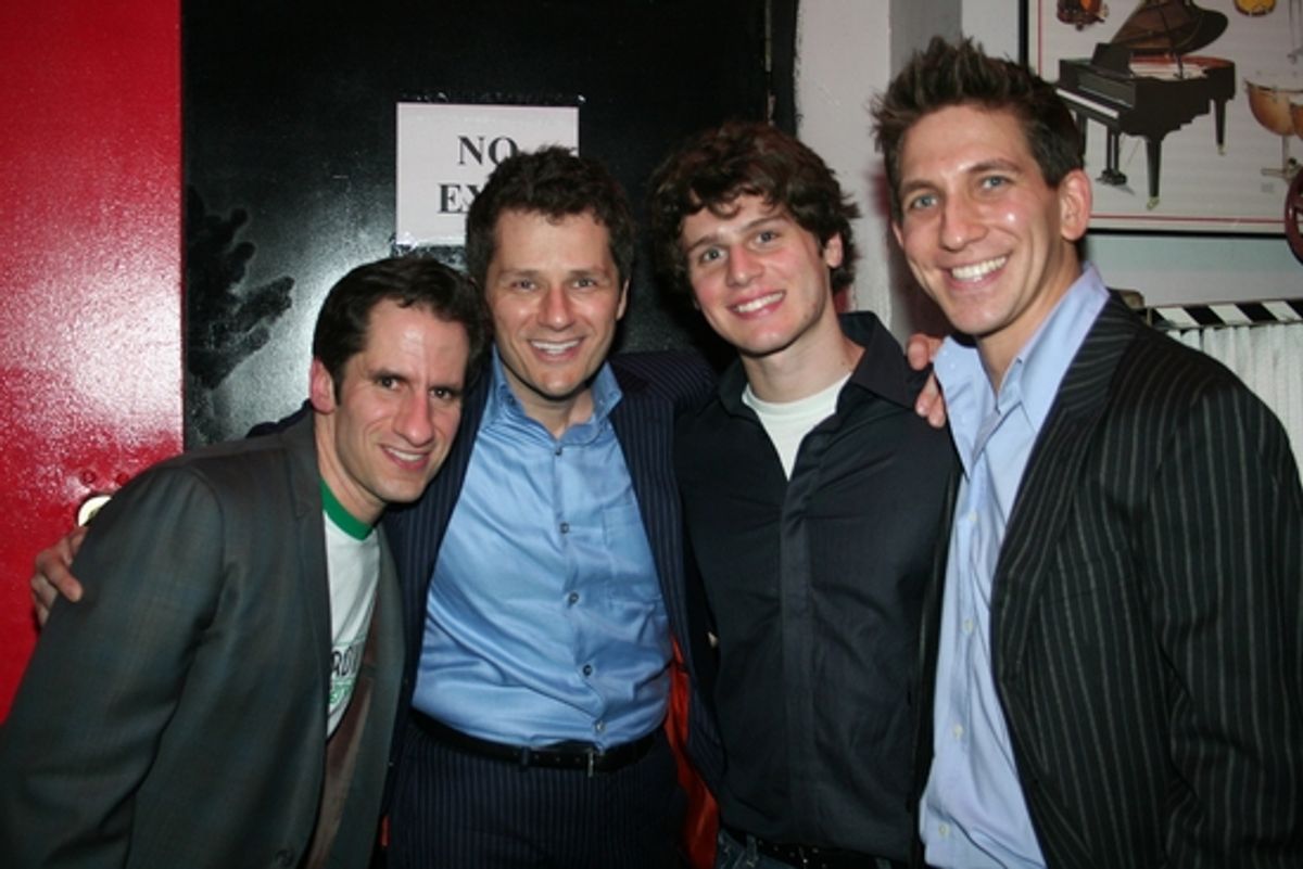 Seth Rudetsky, Tom Postilio, Jonathan Groff and Mickey Conlon at 