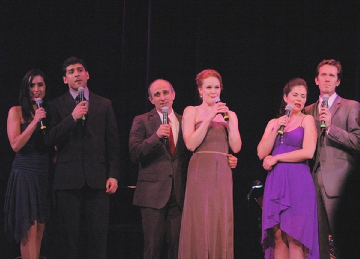 Melinda Sullivan, Tony Yazbeck, Stephen DeRosa, Kate Baldwin, Sarah Jane McMahon and Jeffry Denman at The Broadway Musicals of 1944 at Town Hall
