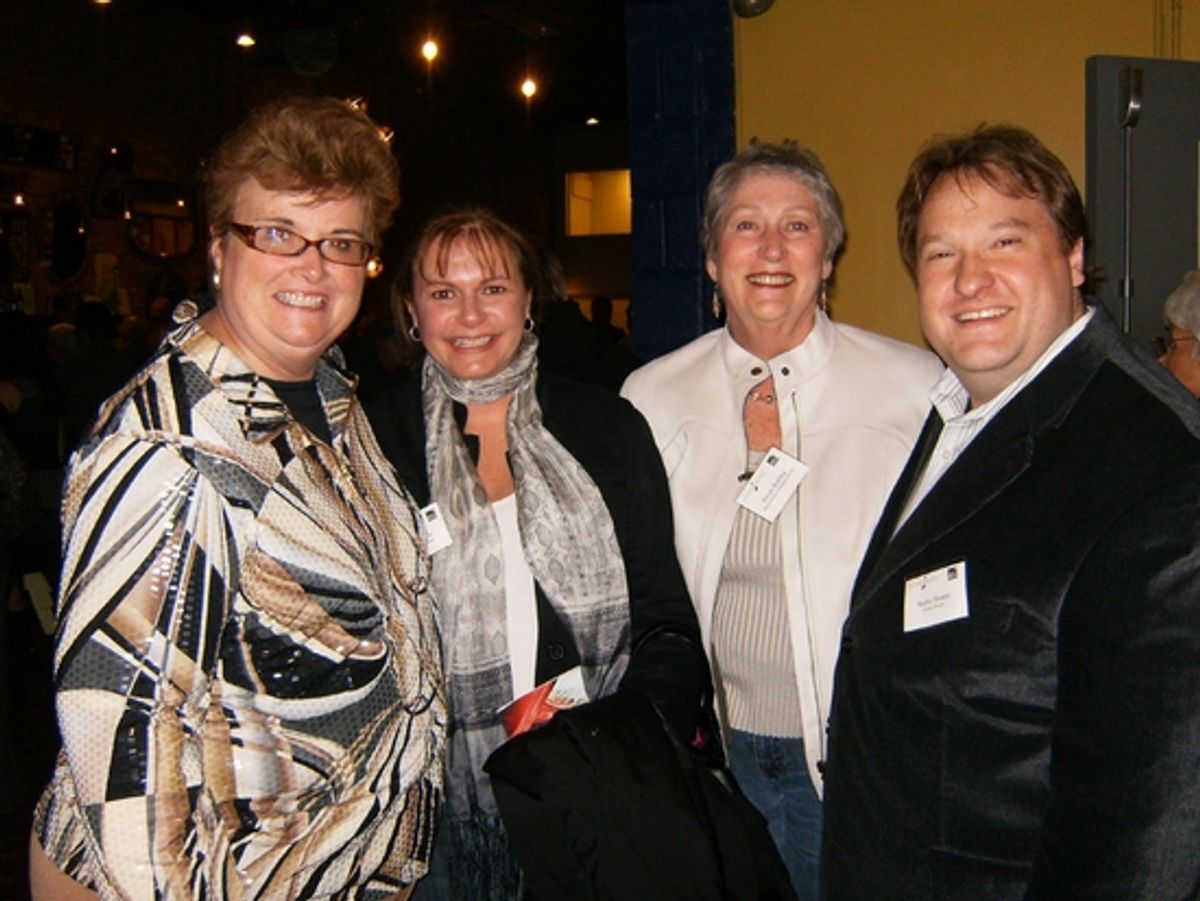 Porchlight Music Theatre Board Secretary Mary Kay Conley, Board President Jeannie Lukow, Board member Rhoda Reeling and Porchlight Music Theatre Artistic Director Walter Stearns at 