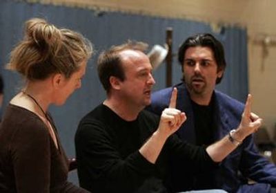 Director Gary Griffin with cast members Carol Halstead (left) and John Pasha Photo