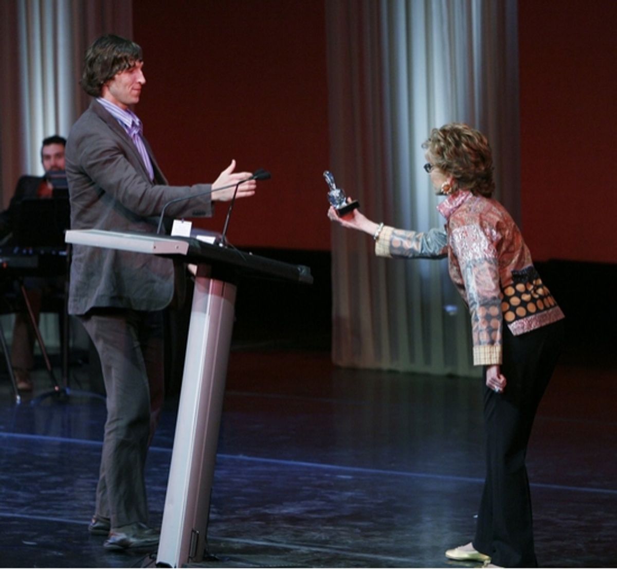 Pablo Schreiber and Jane Fonda at 2009 Drama Desk Awards - Presentation 2