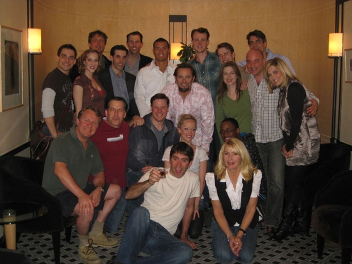 Cast and Band of Jersey Boys Toronto with Toronto Blue Jay Kevin Millar and Baltimore Oriole Jeremy Guthrie at 