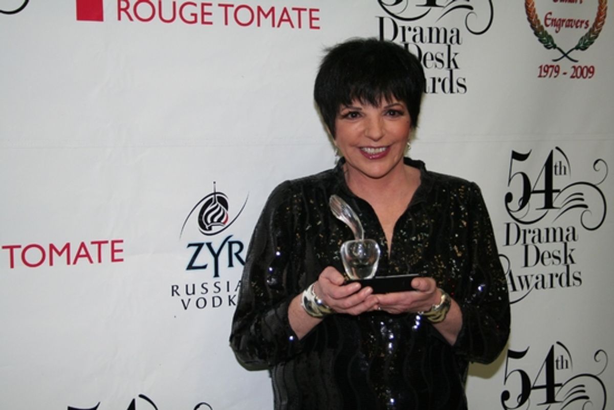 Liza Minnelli - Outstanding Ensemble Performances - Ã¢â‚¬Â¢	To Liza Minnelli, a beloved American musical theater icon, for her enduring career of sustained excellence, and her glorious performance in Liza's at the Palace. at 