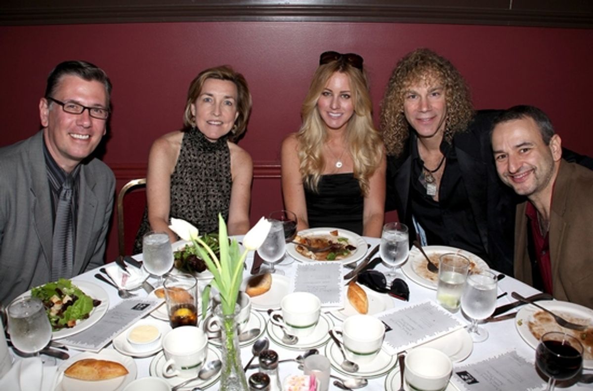The Toxic Avenger table with Tom Polum, Jean Cheever, Alexandria Quaas, David Bryan and Joe DiPietro at 59th Annual Outer Critics Circle Awards