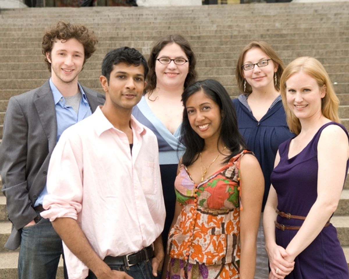 Adam Green, Katherine Kovner, Anna Ziegler; (front row) Utkarsh Ambudkar, Anitha Gandhi, and Heidi Armbruster  at 