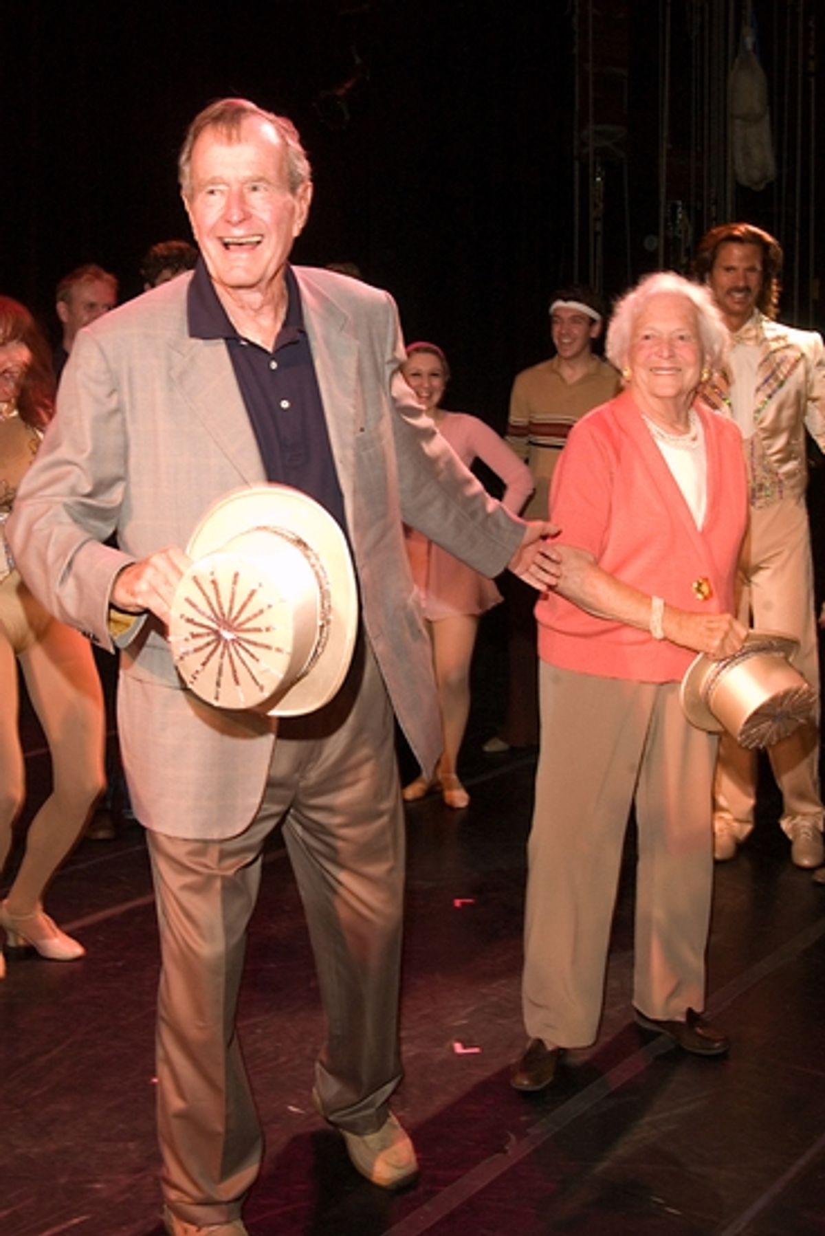 George and Barbara Bush Trying some 'Chorus Line' Dance Steps at 