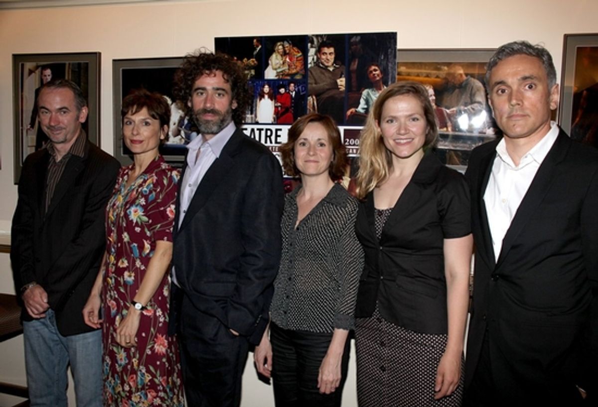 The cast of the Norman Conquests: Paul Ritter, Amelia Bullmore, Stephen Mangan, Amanda Root, Jessica Hynes and Ben Miles at 