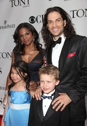 Audra McDonald with her daughter Zoe and Will Swenson with his eldest son Bridger  Photo