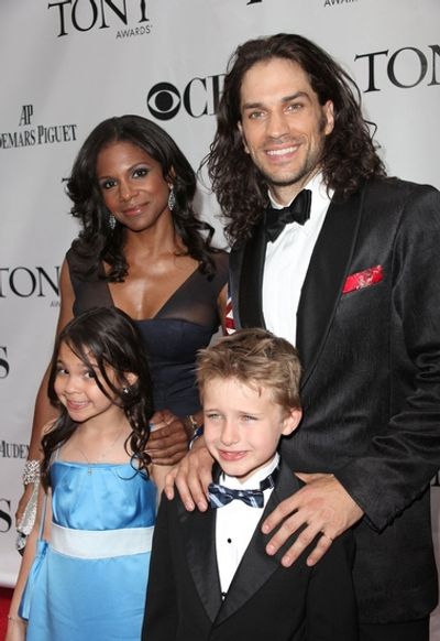 Audra McDonald with her daughter Zoe and Will Swenson with his eldest son Bridger  Photo