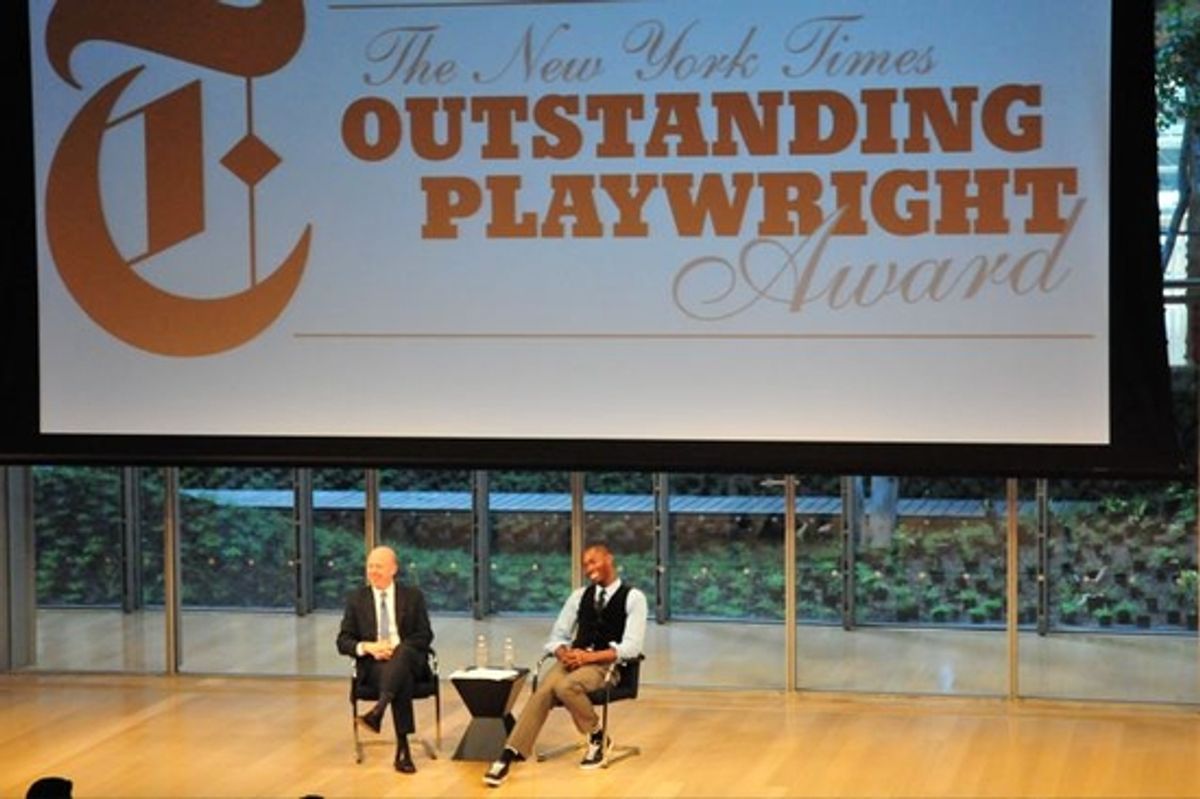 Sam Sifton and Tarell Alvin McCraney at Tarell Alvin McCraney Honored With The New York Times Outstanding Playwright Award
