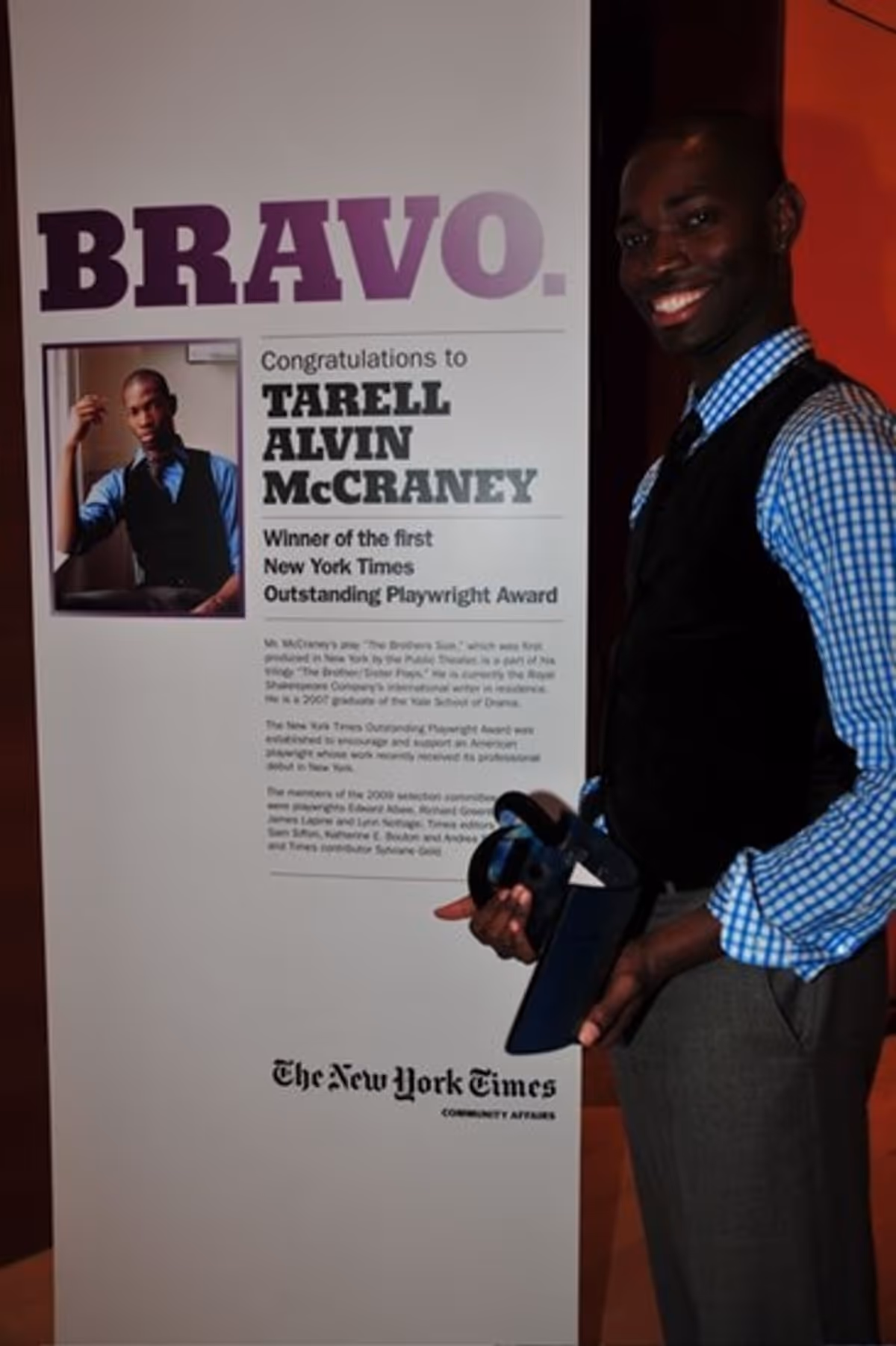Tarell Alvin McCraney at Tarell Alvin McCraney Honored With The New York Times Outstanding Playwright Award