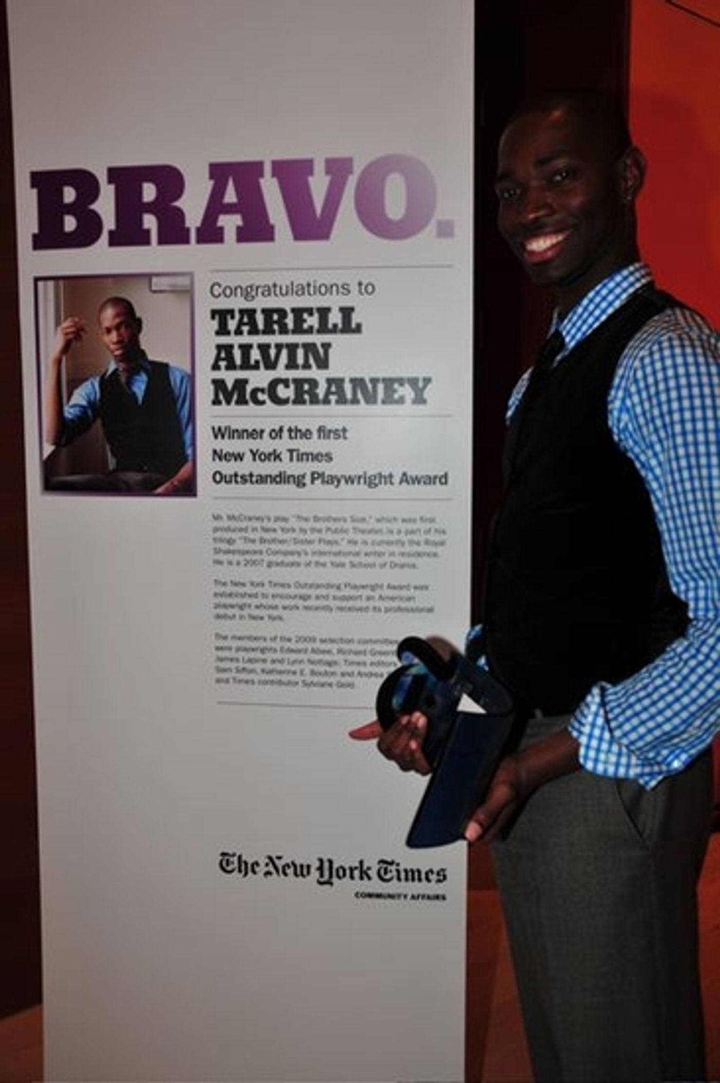 Photo Flash: Tarell Alvin McCraney Honored With The New York Times Outstanding Playwright Award  Image